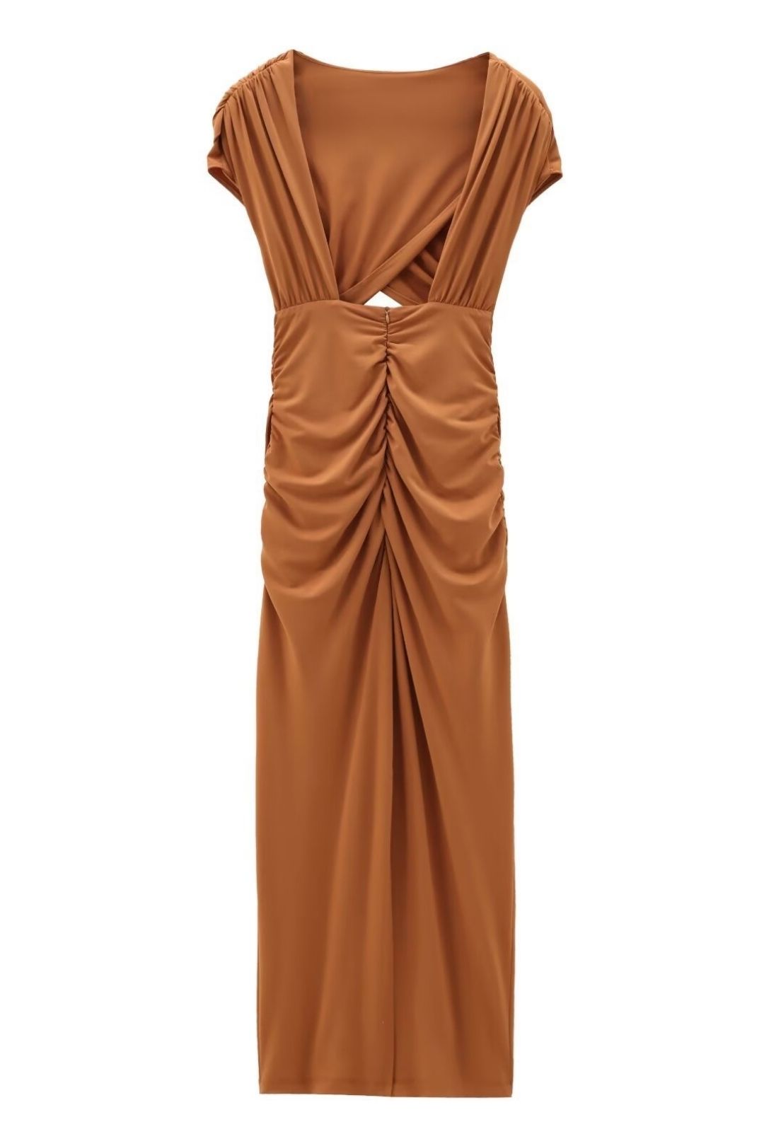 Pleated Short Sleeve Slim Dress