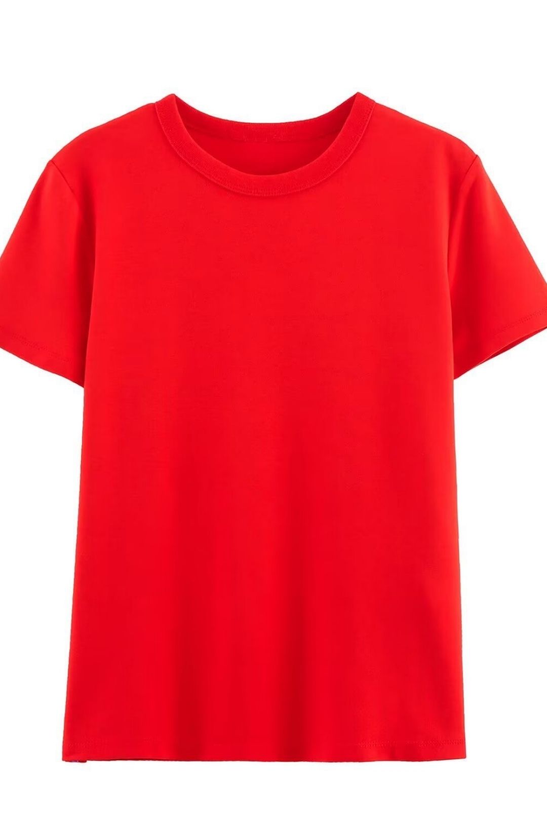 Multi-Color Double-Sided Fabric Slim Short Sleeve Round Neck T-Shirt