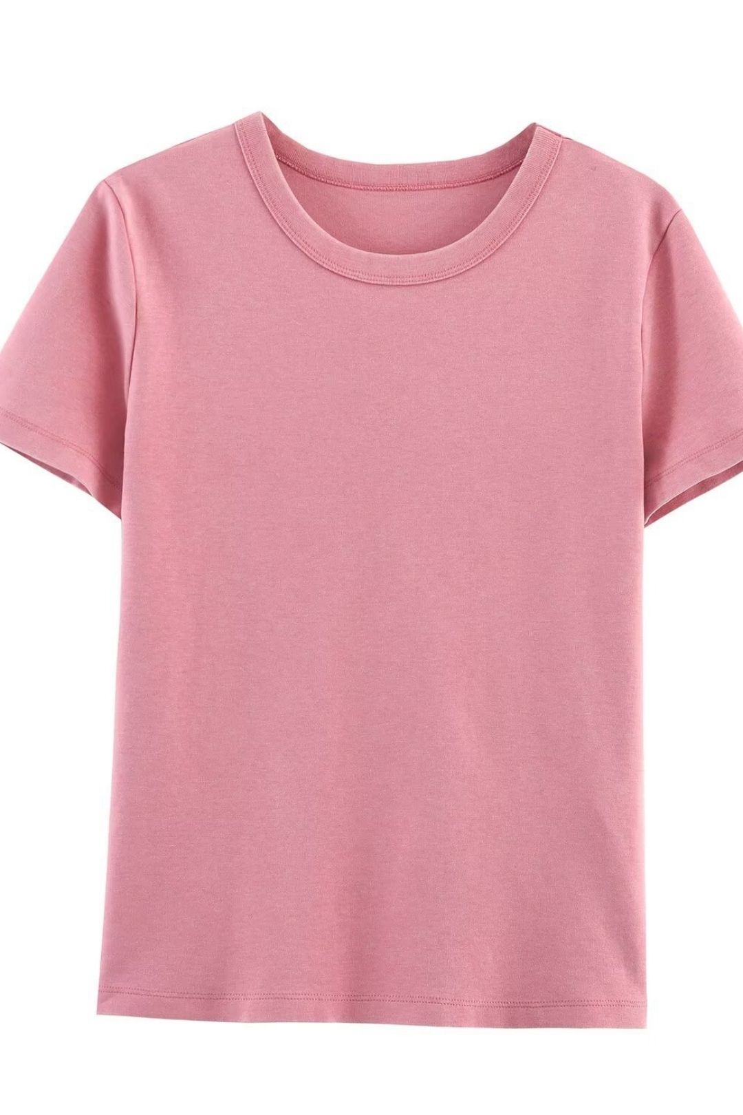 Multi-Color Double-Sided Fabric Slim Short Sleeve Round Neck T-Shirt