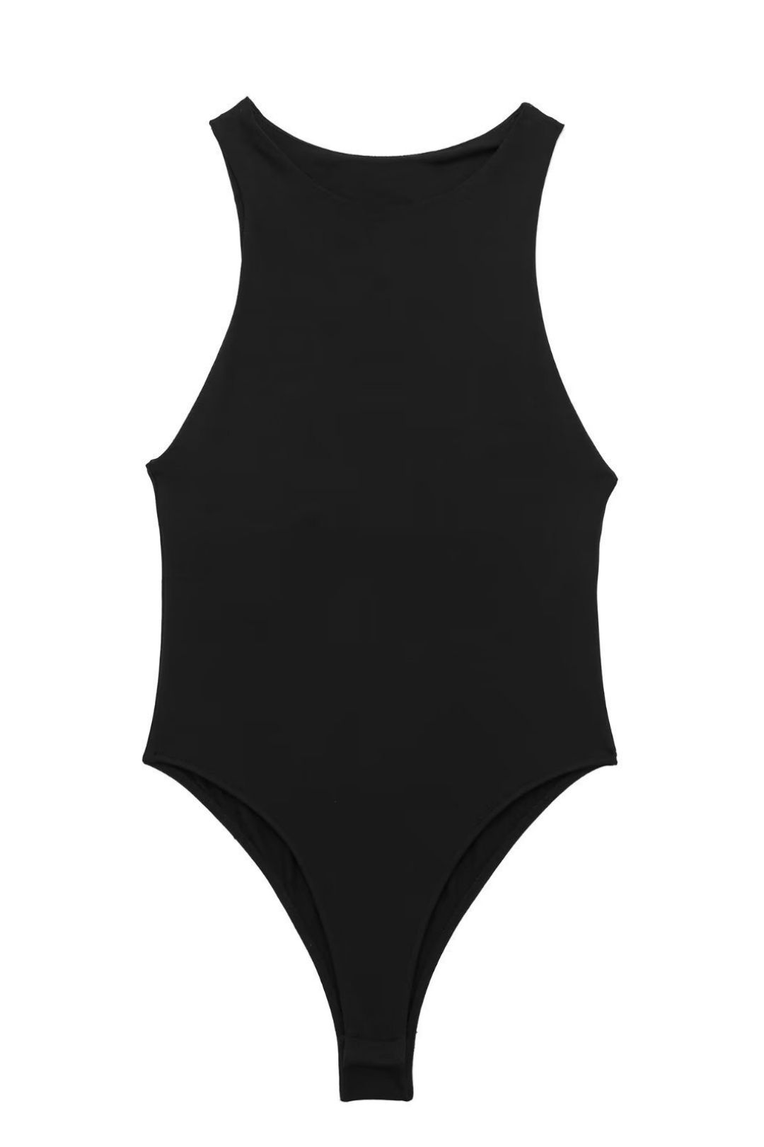 French Slim Fit Halter Collar Bodysuit