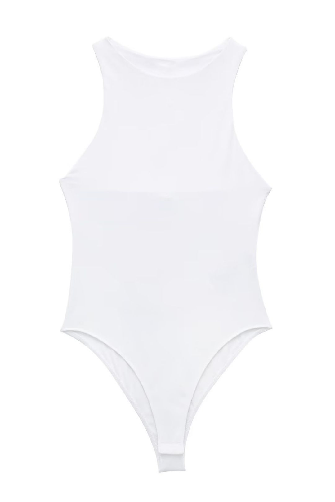 French Slim Fit Halter Collar Bodysuit