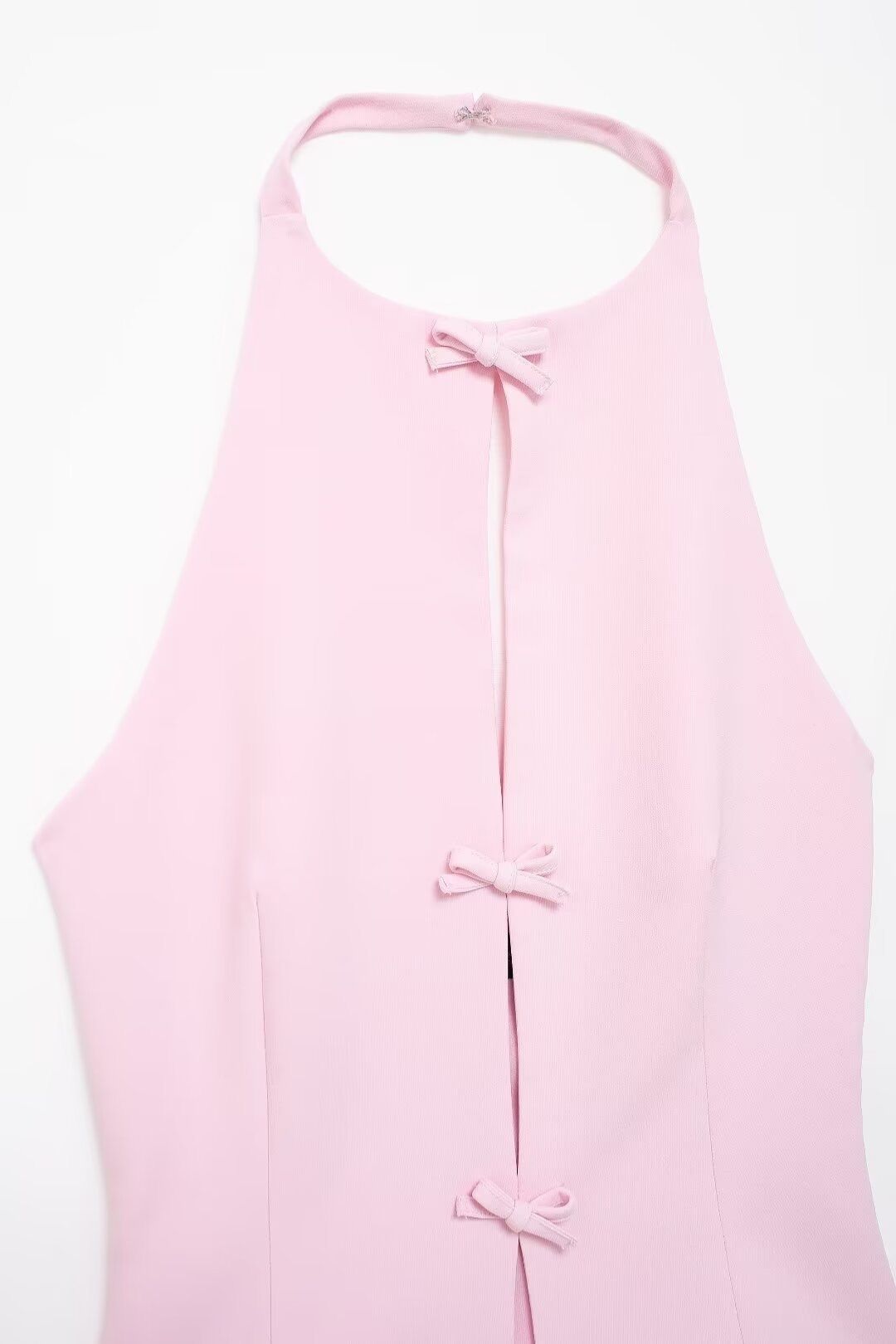 Tie Halter Collar Top And Short Skirt