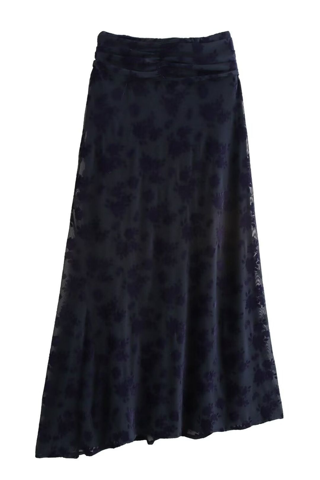 New Backless Flocked Mesh Sleeveless Top  And Midi Skirt