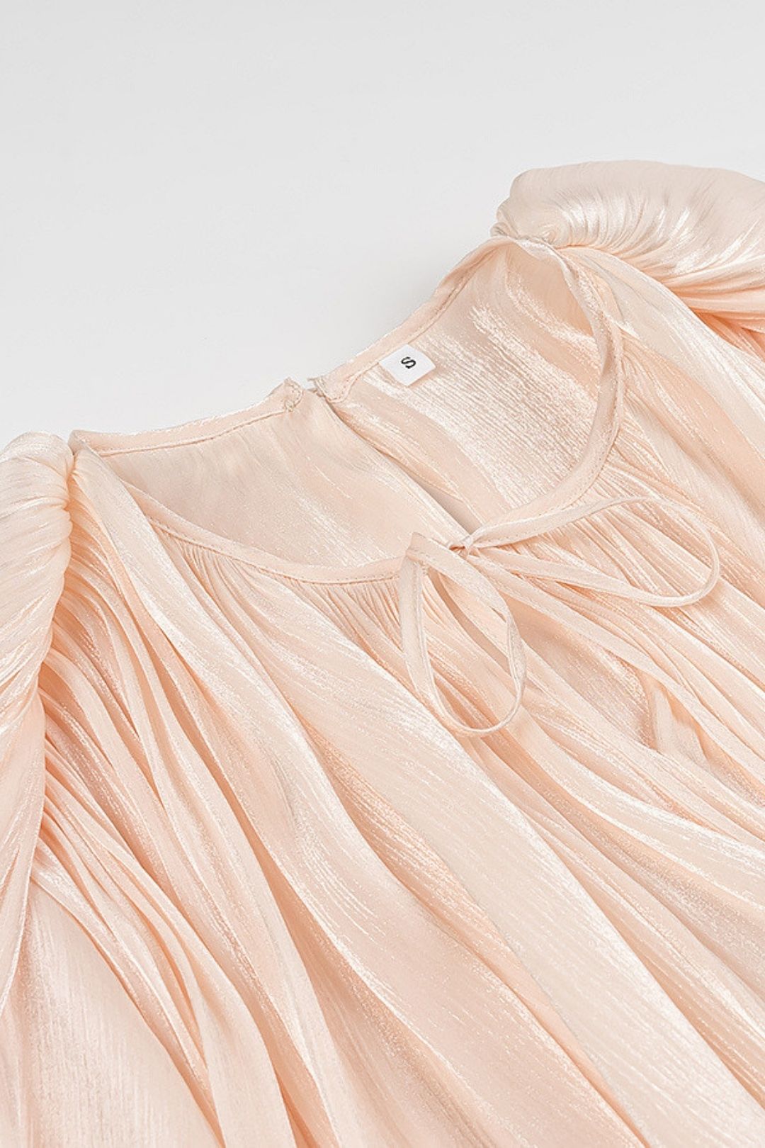 Pleated Ribbon Design Long Sleeve Tops And Small Pants