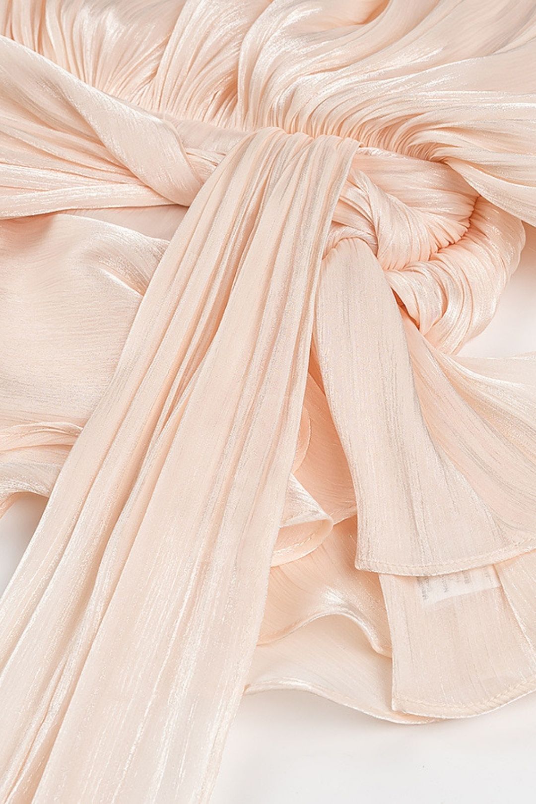 Pleated Ribbon Design Long Sleeve Tops And Small Pants