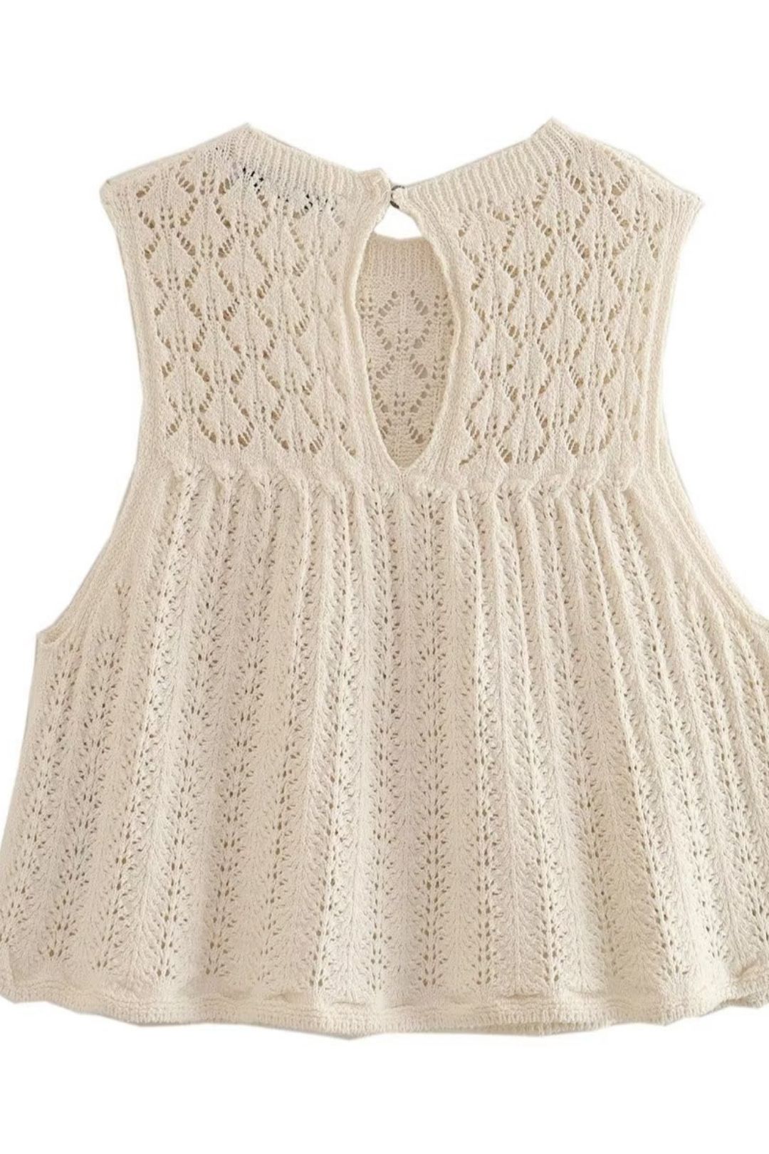 Fabric Sleeveless Knitted Vest Top Dress Set