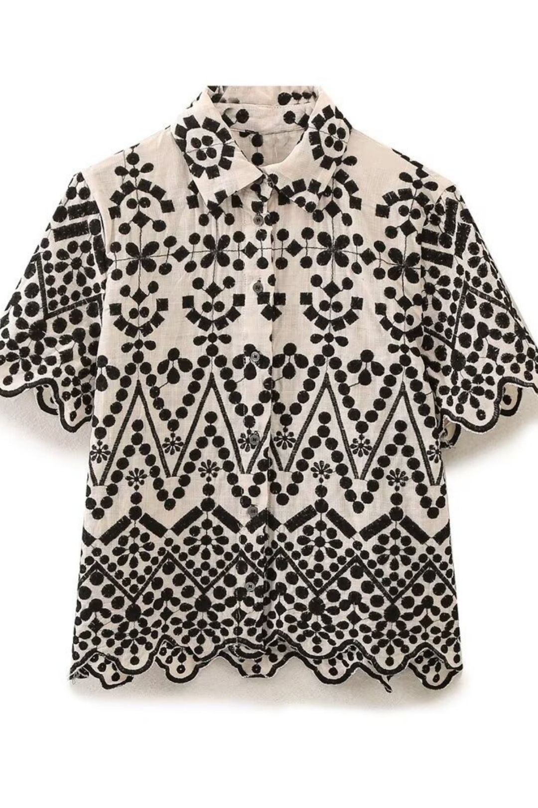 Contrast Color Embroidery Shirt High Waist Shorts Pants
