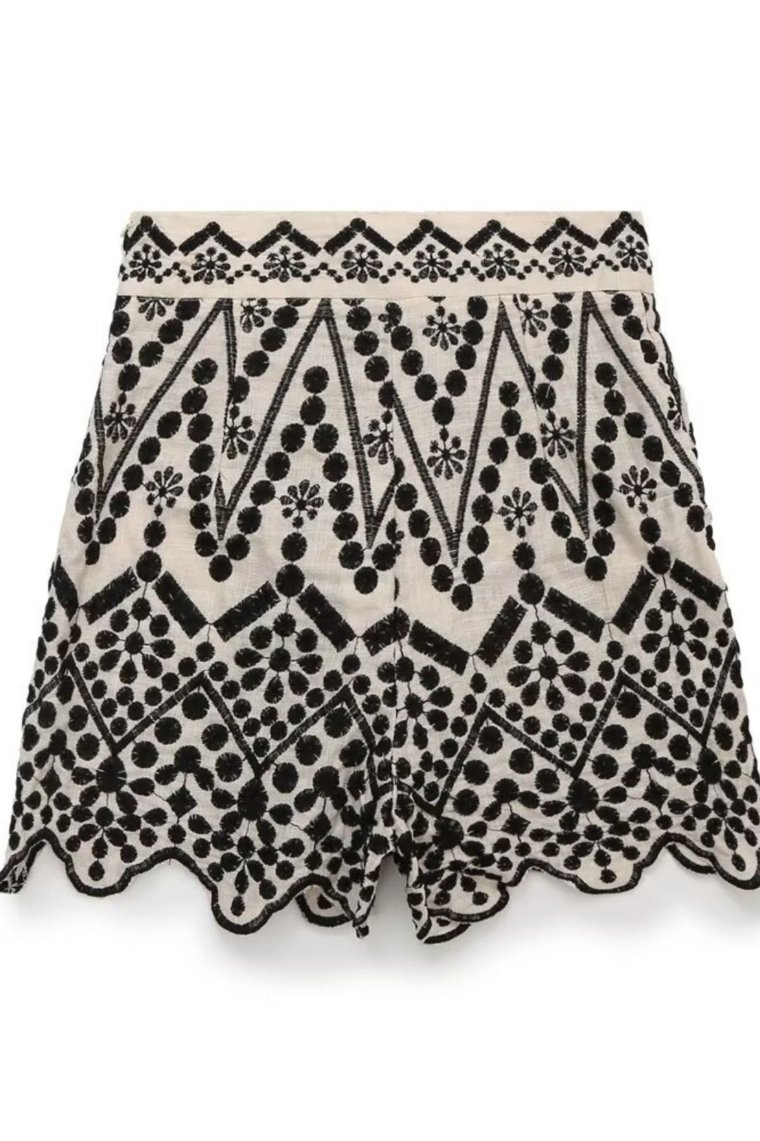 Contrast Color Embroidery Shirt High Waist Shorts Pants