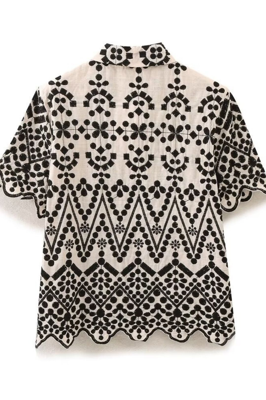 Contrast Color Embroidery Shirt High Waist Shorts Pants