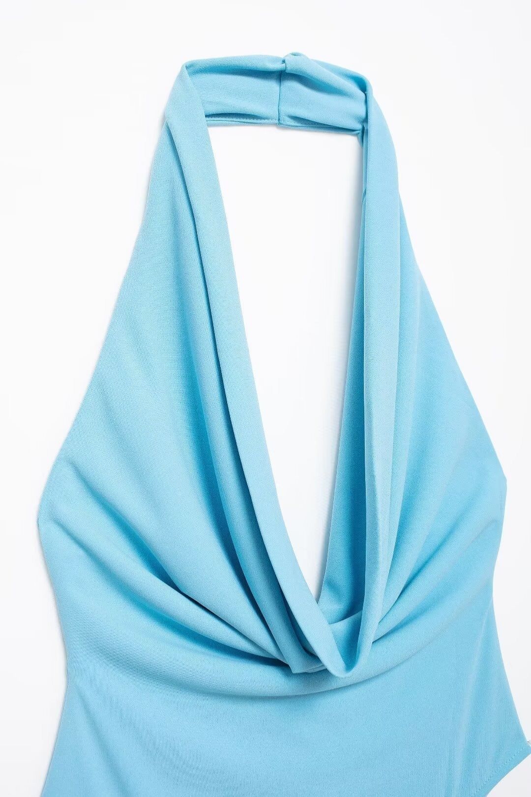 Pleated Halter Neck Bodysuit Skirt