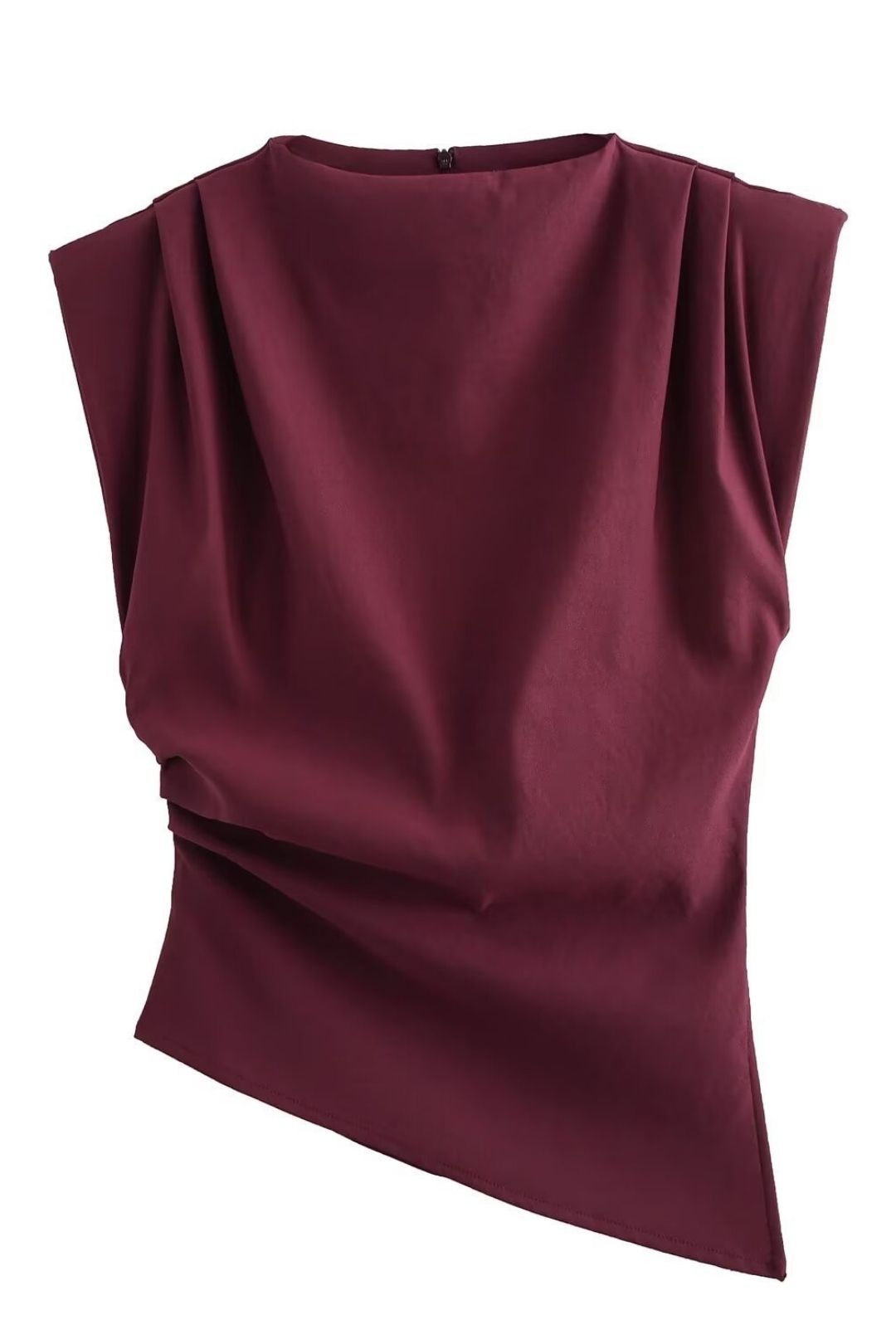Versatile Pleated Decorative Shoulder Pad Sleeveless Top