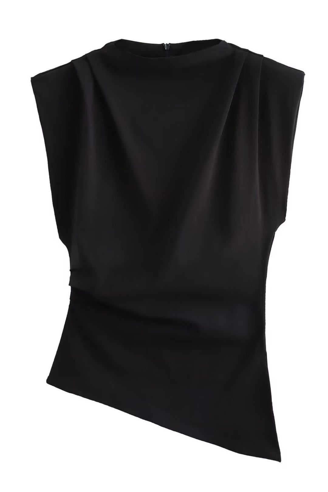Versatile Pleated Decorative Shoulder Pad Sleeveless Top