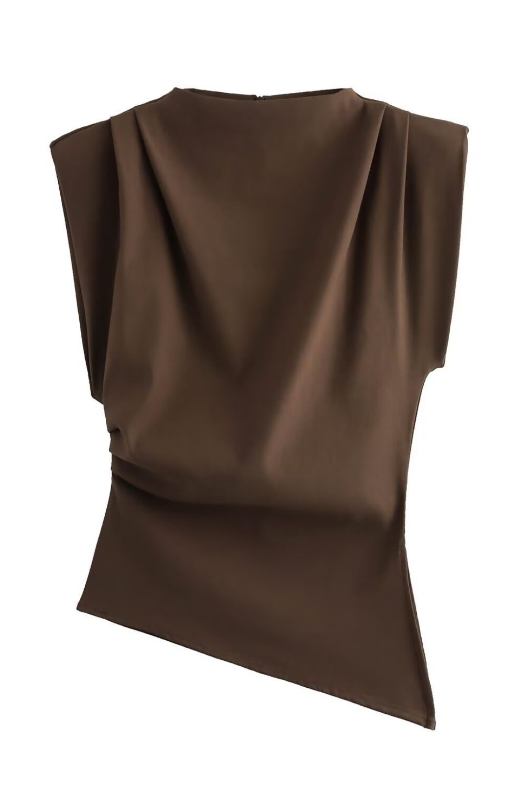 Versatile Pleated Decorative Shoulder Pad Sleeveless Top