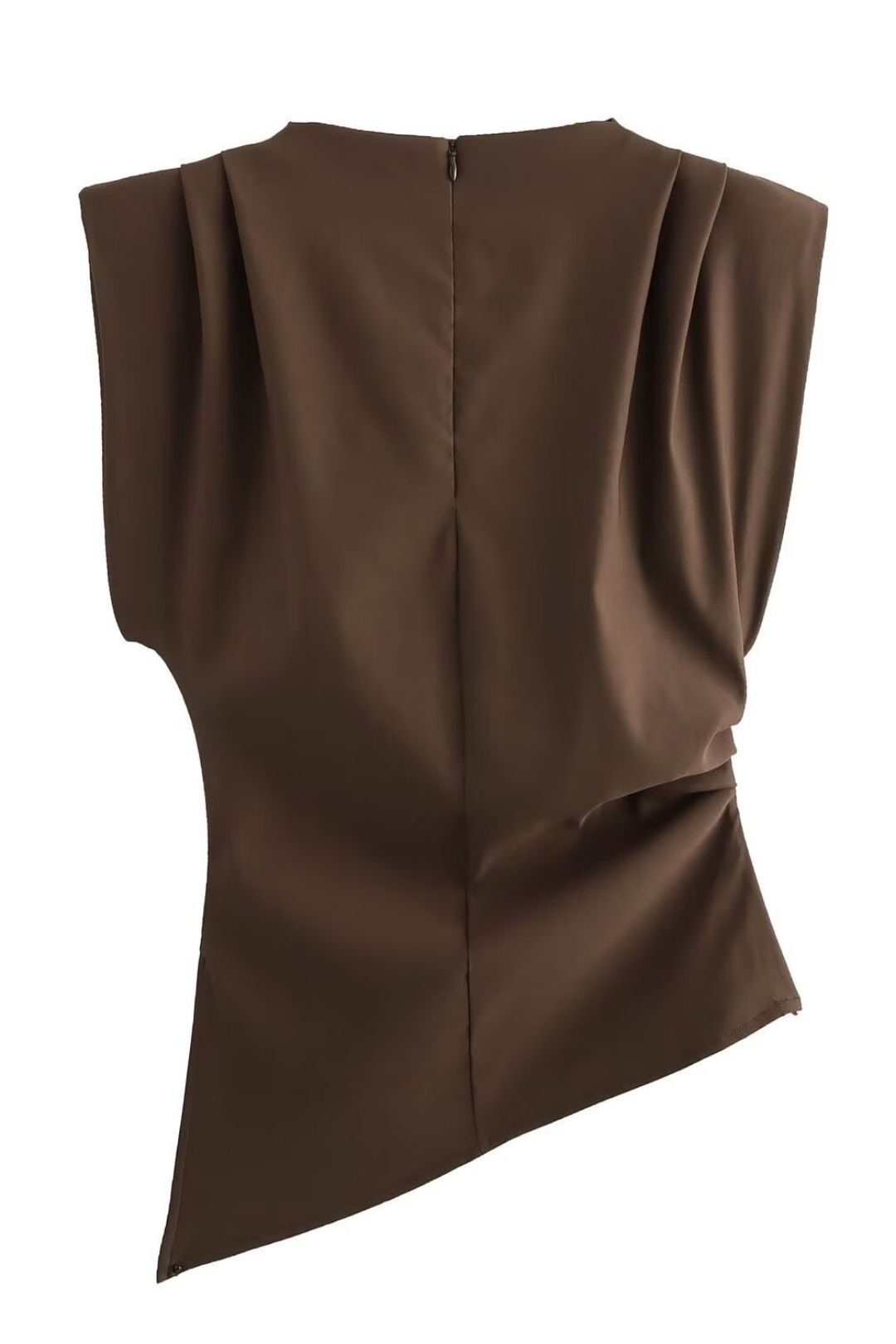 Versatile Pleated Decorative Shoulder Pad Sleeveless Top