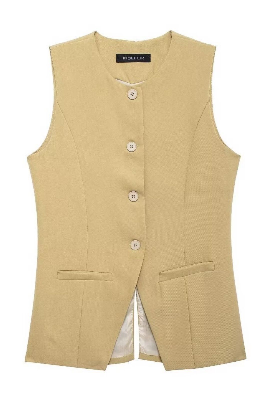 Solid Color Sleeveless Suit Vest High Waist Casual Shorts Set