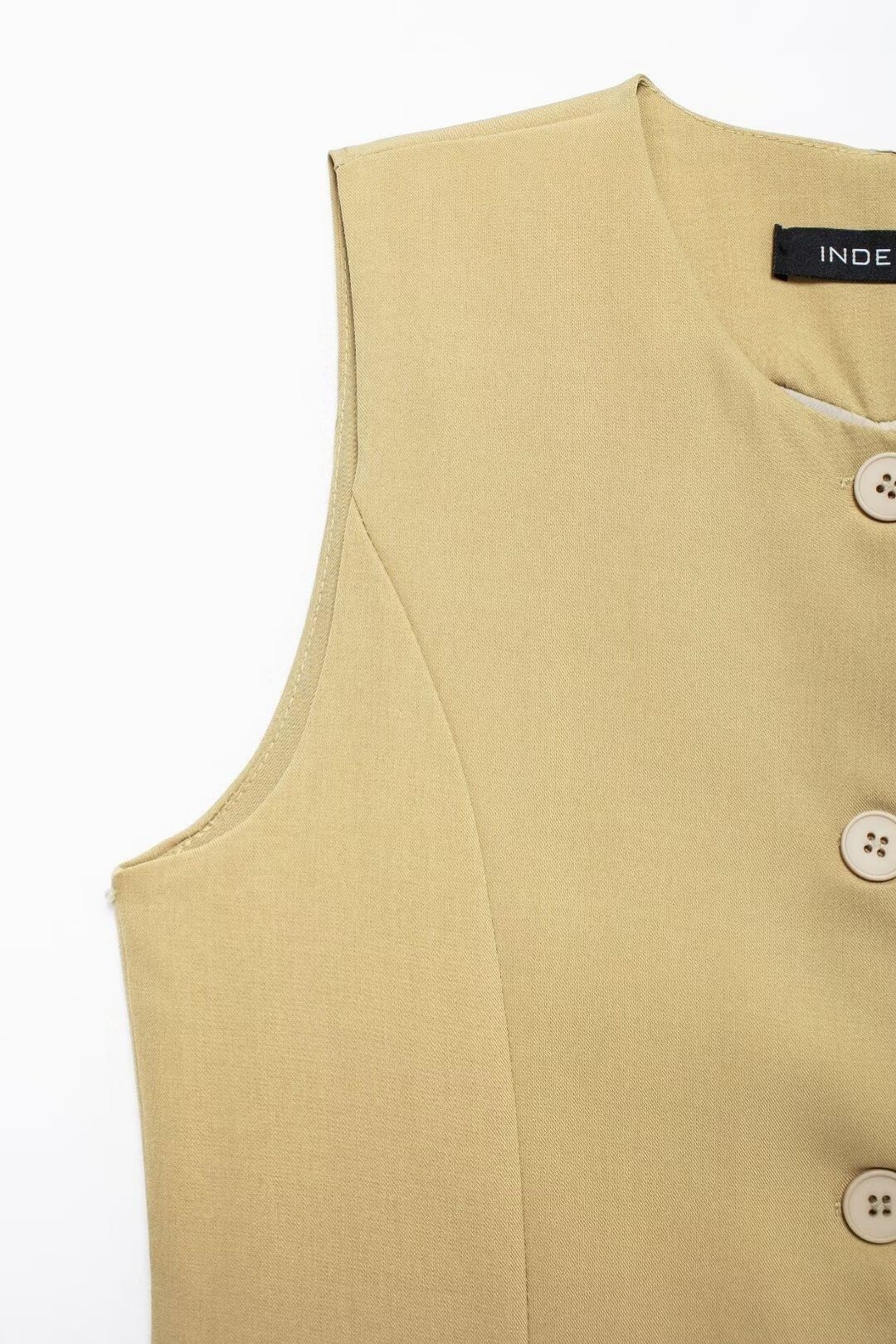 Solid Color Sleeveless Suit Vest High Waist Casual Shorts Set