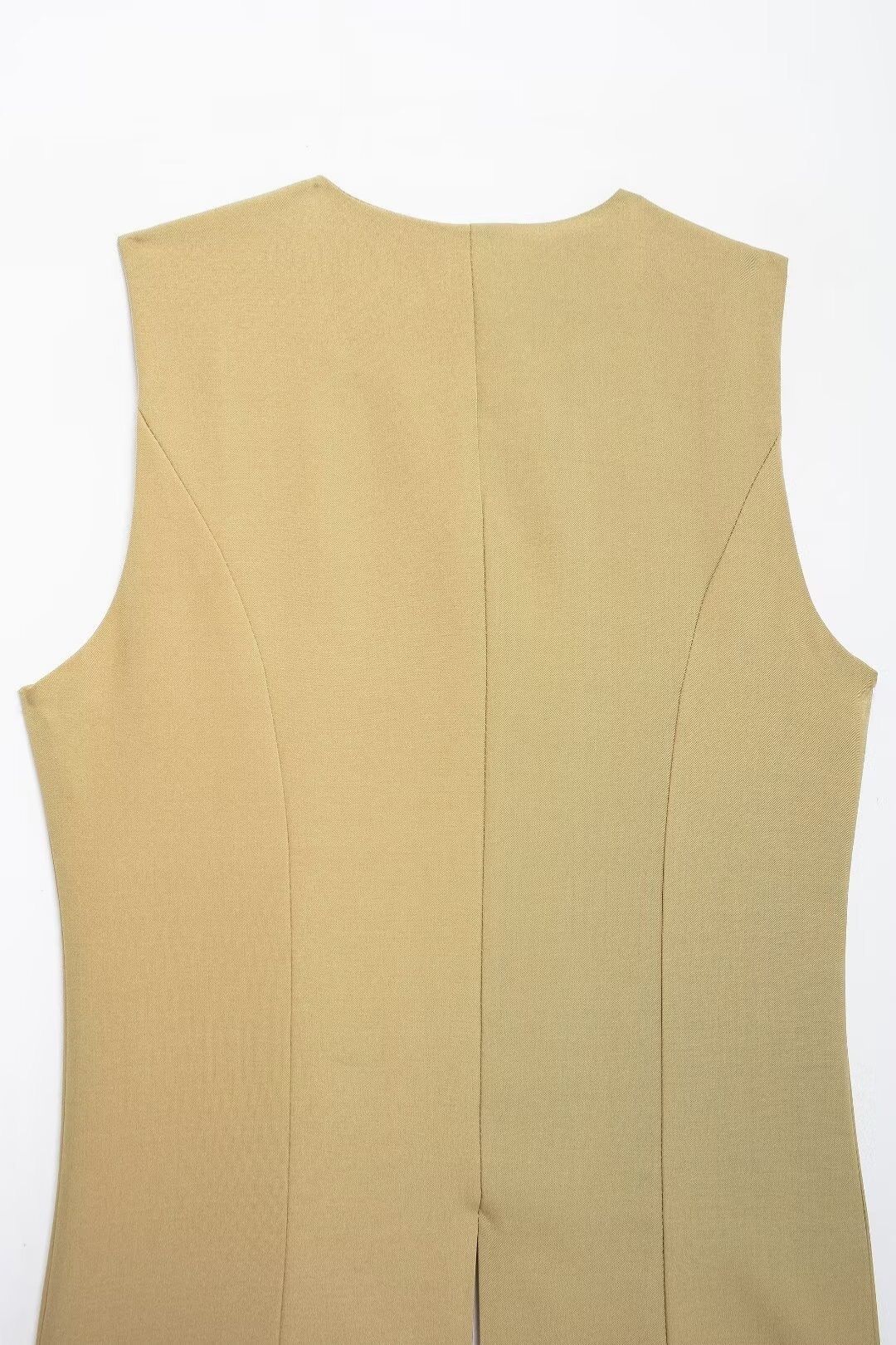 Solid Color Sleeveless Suit Vest High Waist Casual Shorts Set