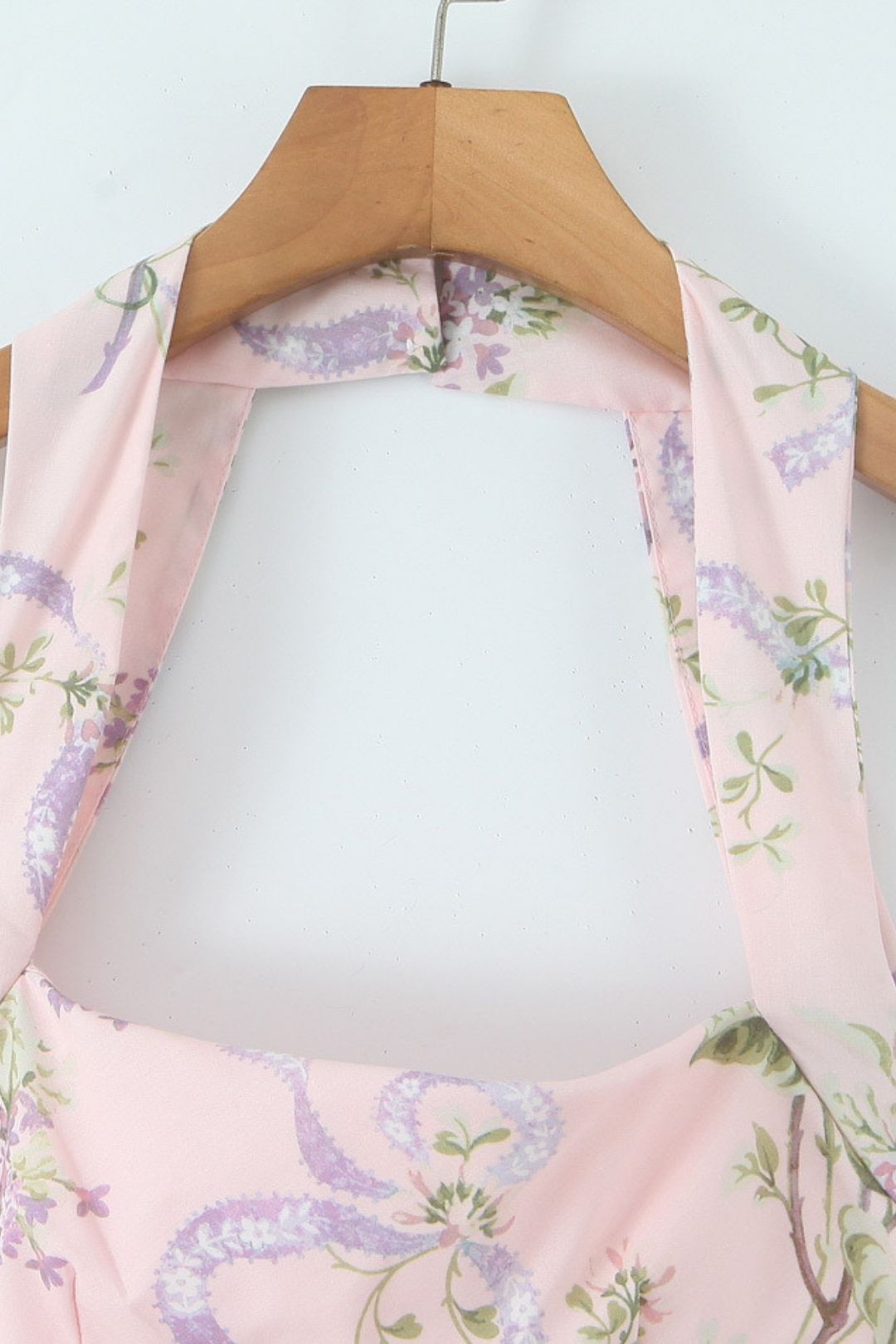 Light Pink Printed Chiffon Slit Midi Dress