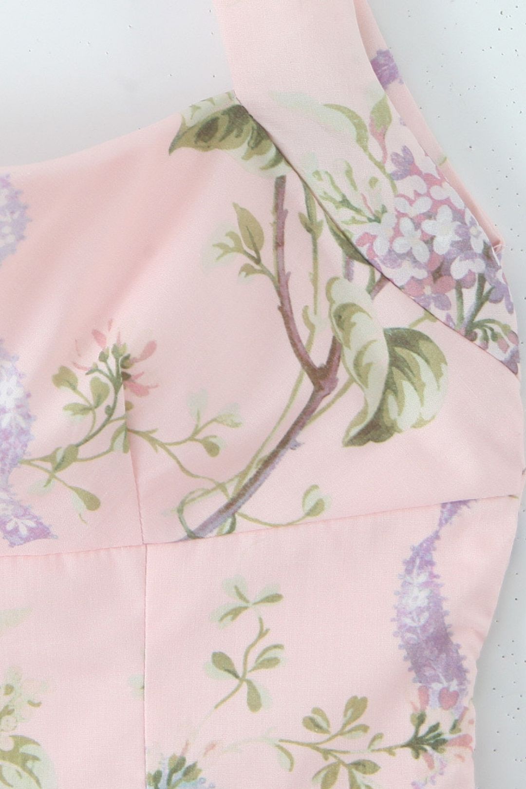 Light Pink Printed Chiffon Slit Midi Dress