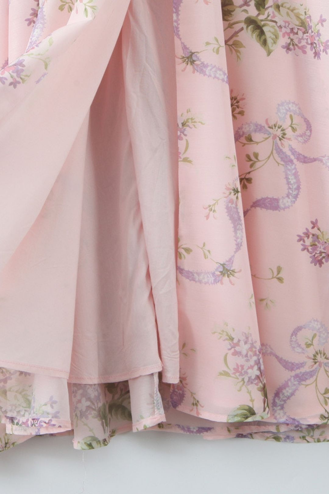 Light Pink Printed Chiffon Slit Midi Dress