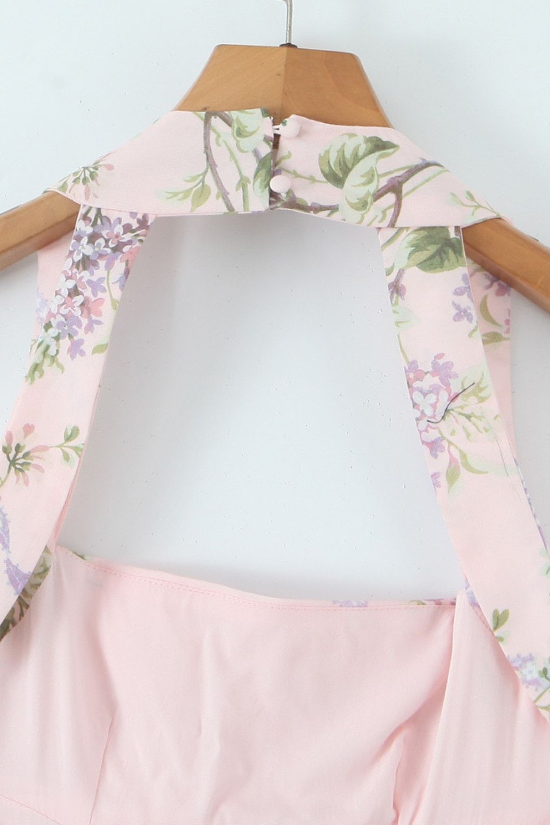 Light Pink Printed Chiffon Slit Midi Dress