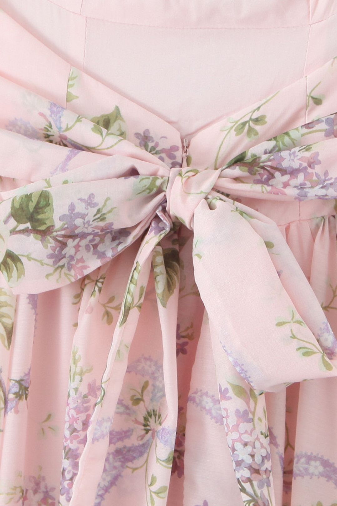 Light Pink Printed Chiffon Slit Midi Dress