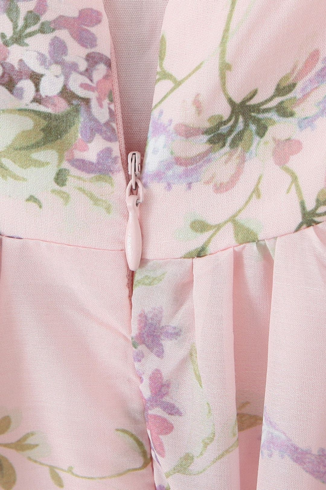 Light Pink Printed Chiffon Slit Midi Dress