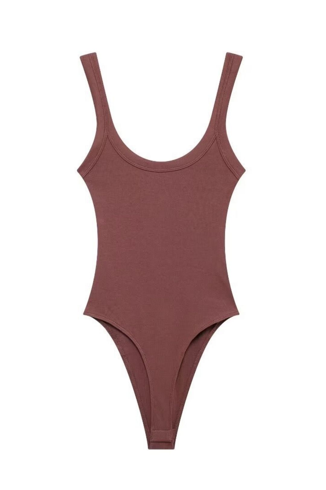 Solid Color Casual Simple Slim Ribbed Bodysuit