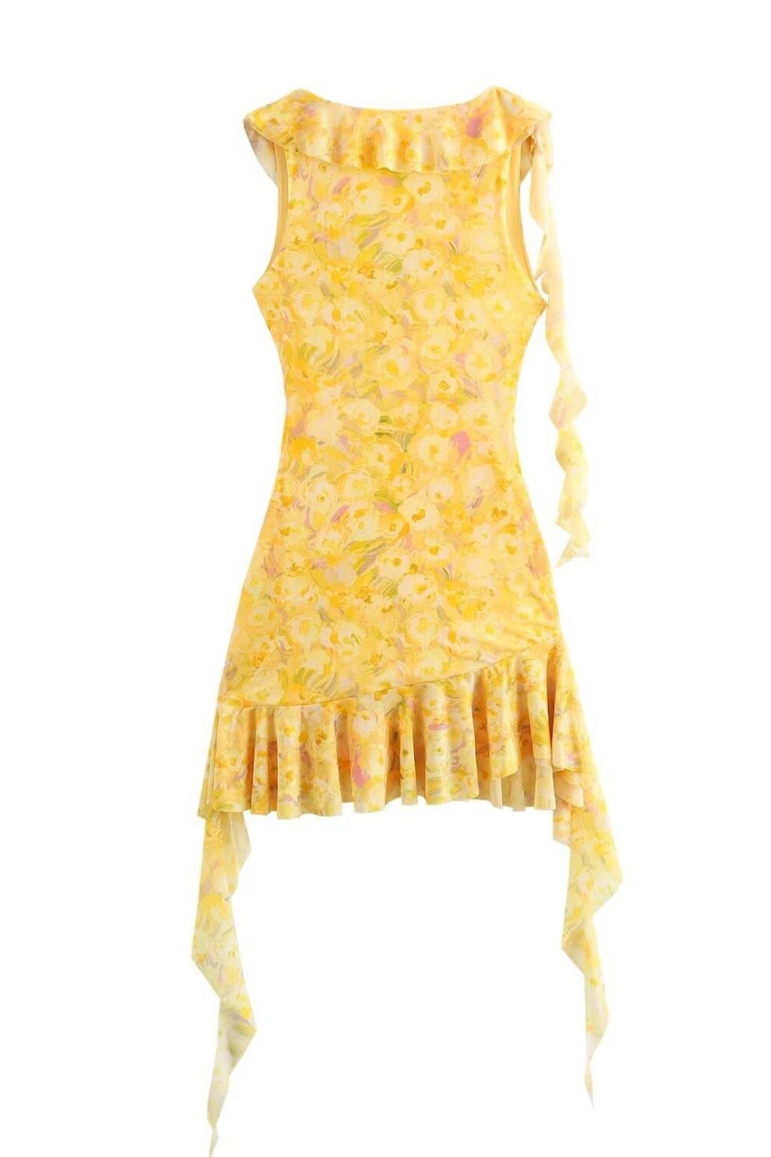 Solid Color Silk Screen Print V-Neck Loose Dress