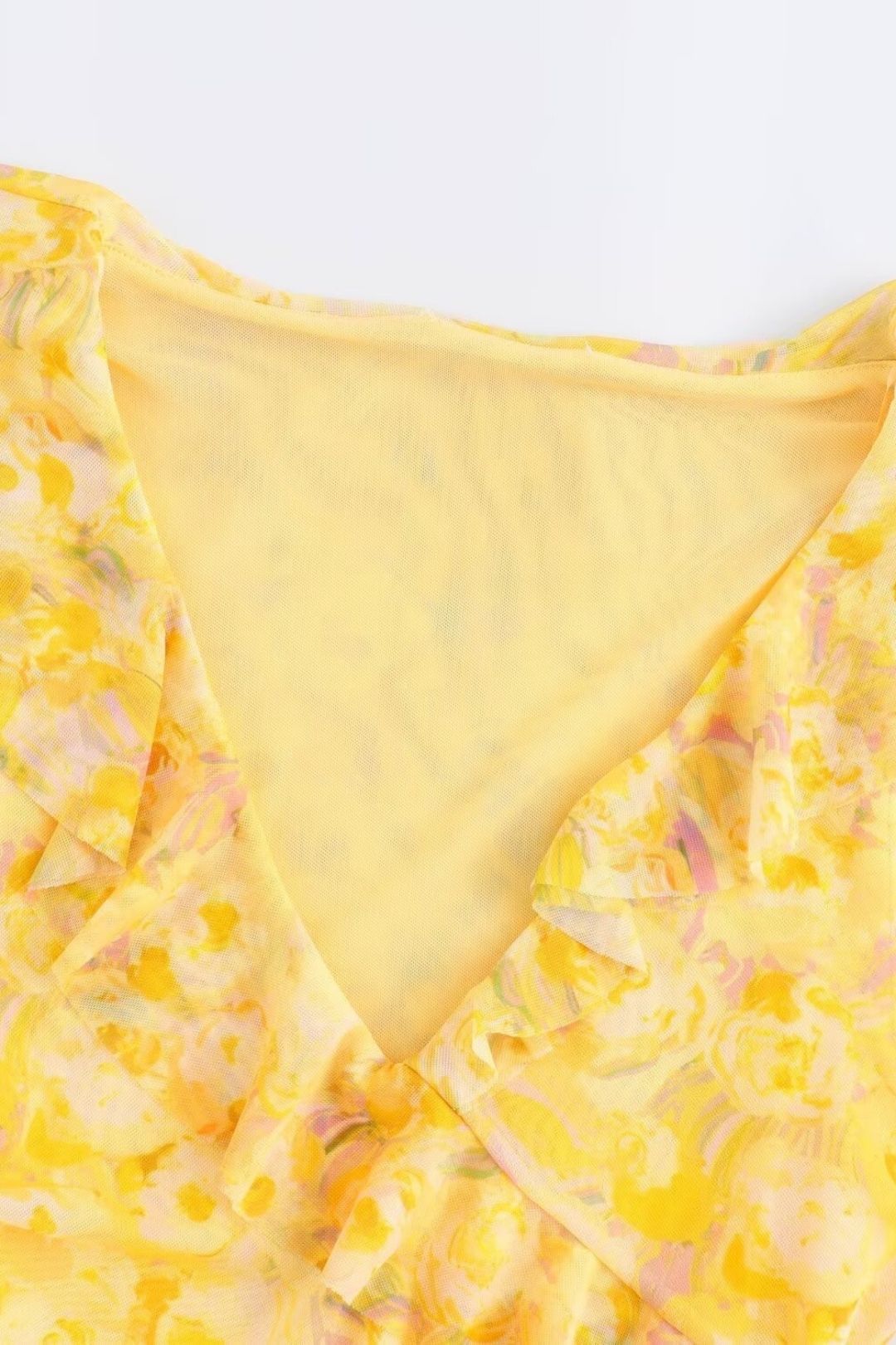 Solid Color Silk Screen Print V-Neck Loose Dress