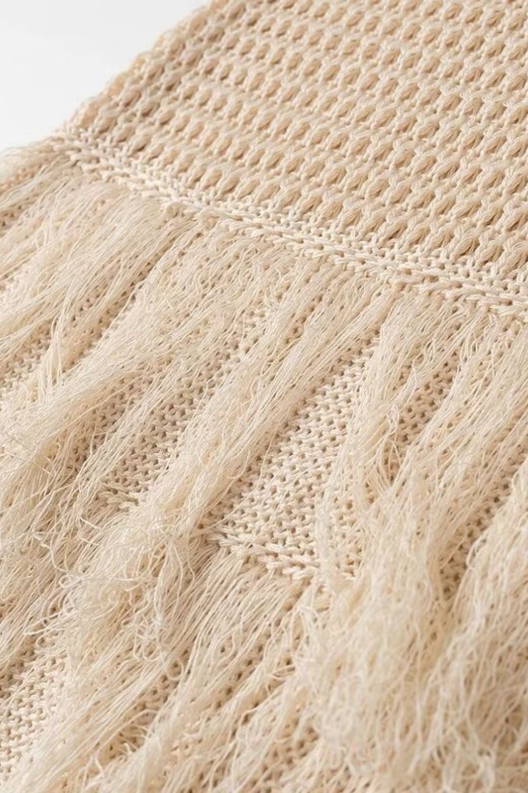 Solid Color Tassel Hollow Knit Round Neck Sleeveless Dress