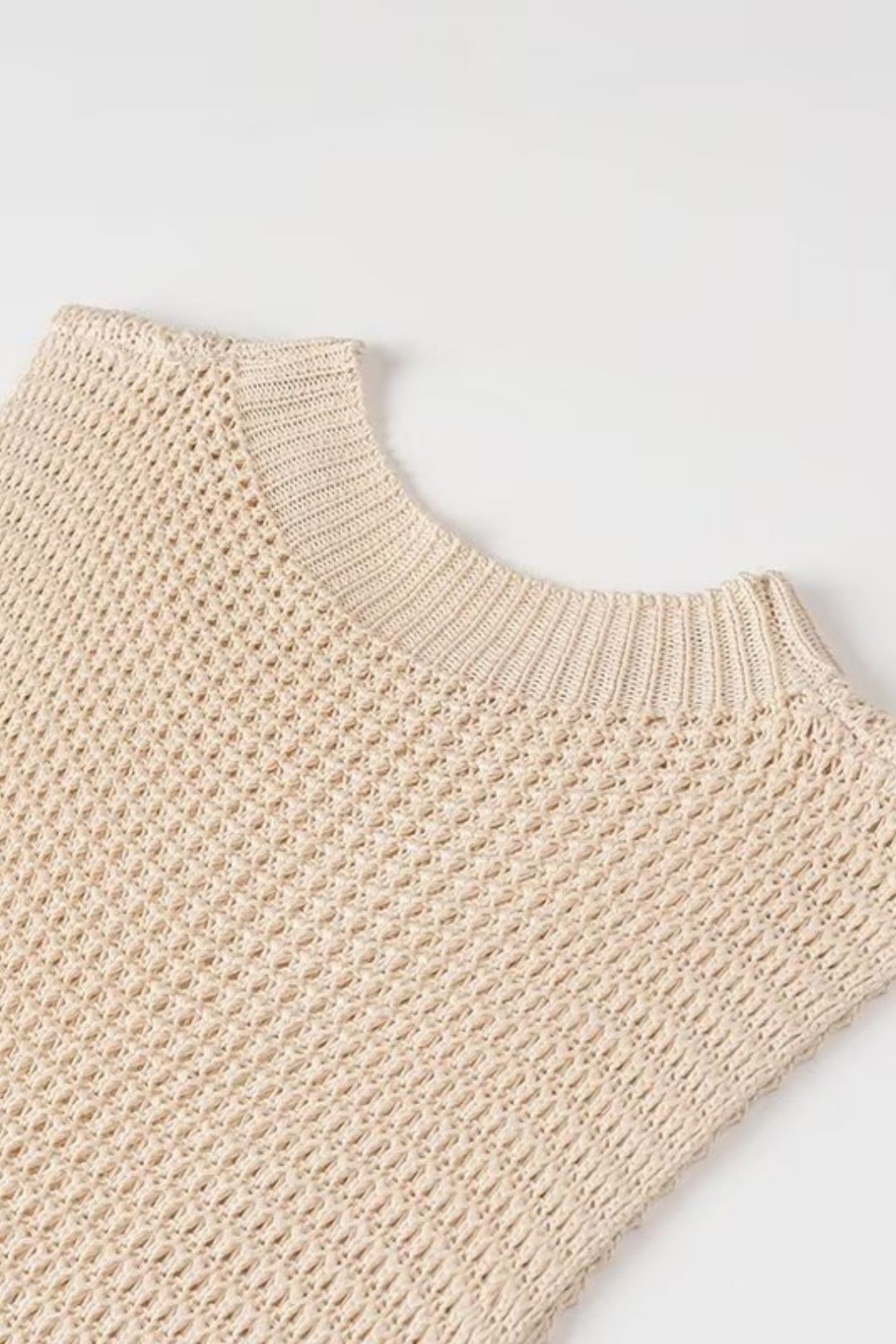 Solid Color Tassel Hollow Knit Round Neck Sleeveless Dress