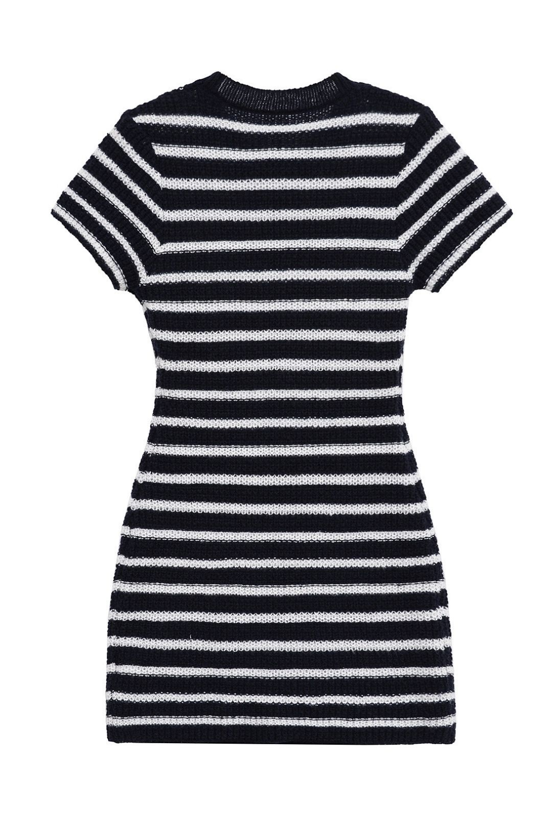 Black And White Knitted Tight Short Sleeve Dress