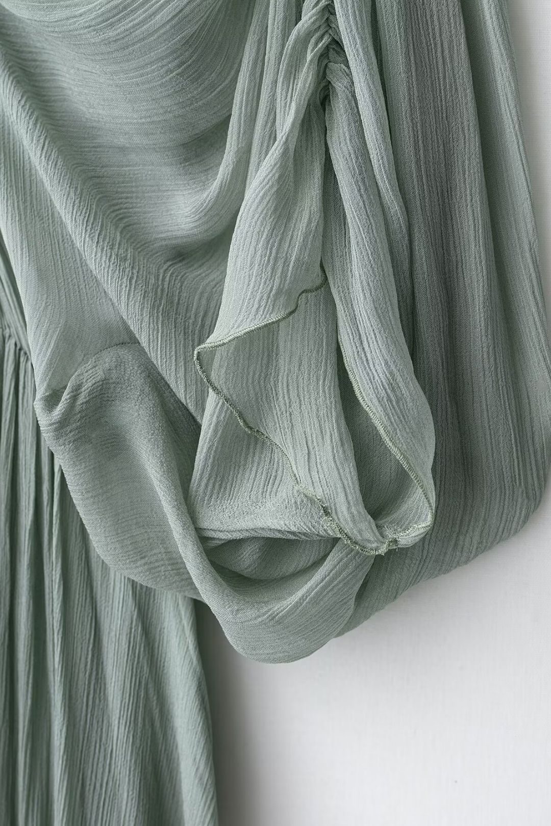 Neck Pleated Asymmetrical Long Dress