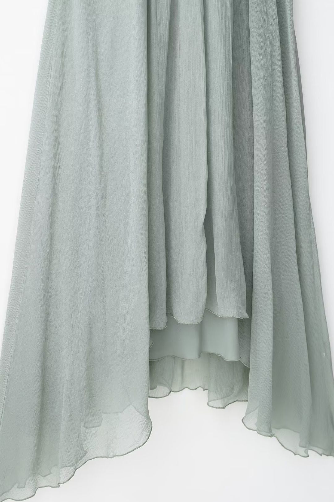 Neck Pleated Asymmetrical Long Dress