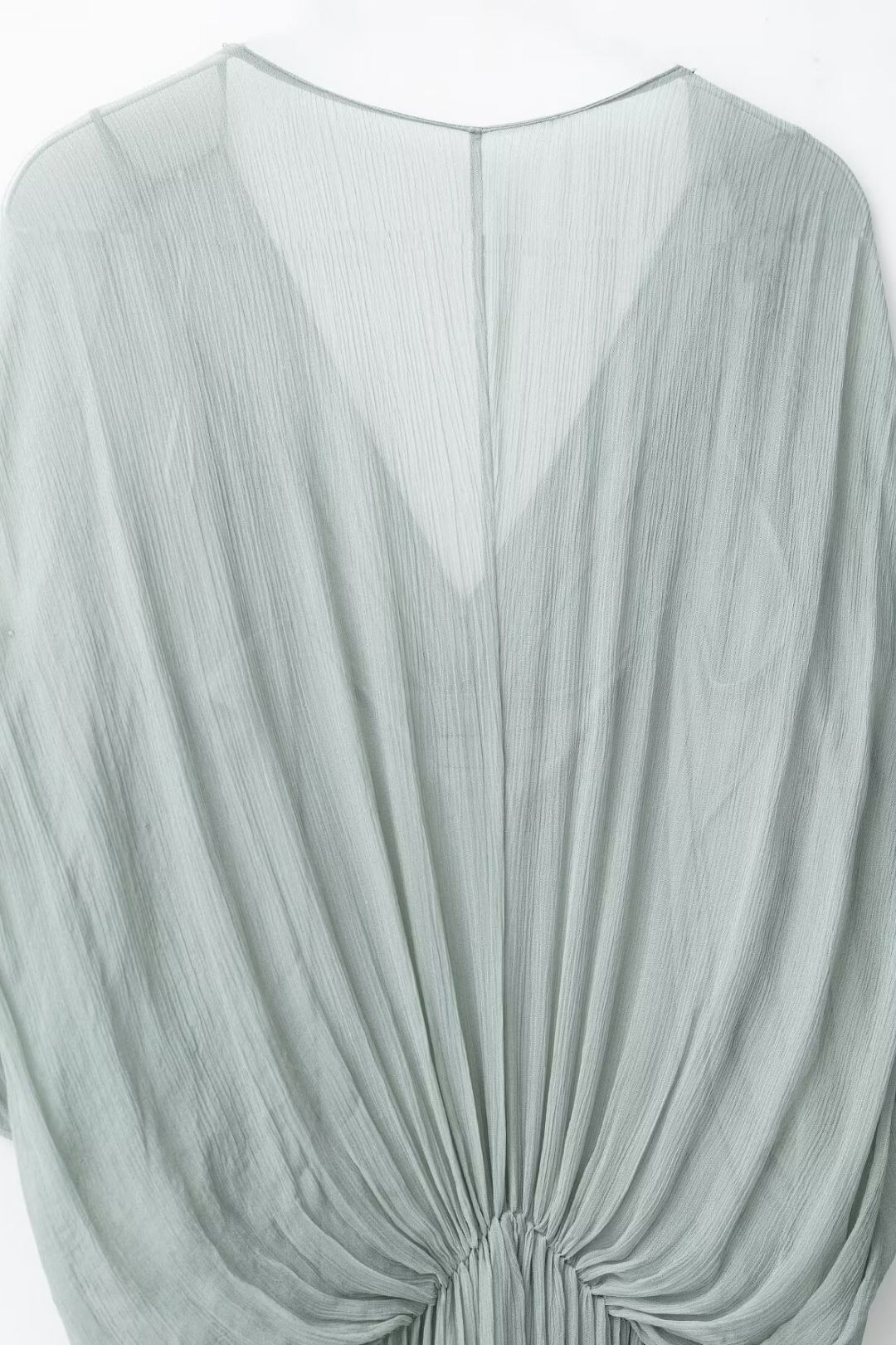 Neck Pleated Asymmetrical Long Dress