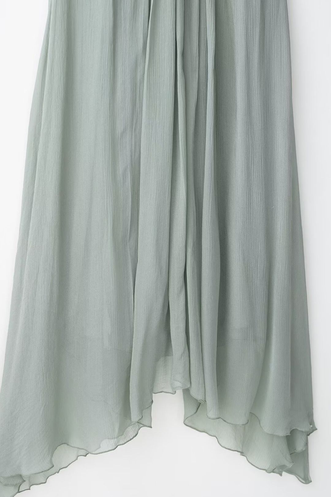 Neck Pleated Asymmetrical Long Dress