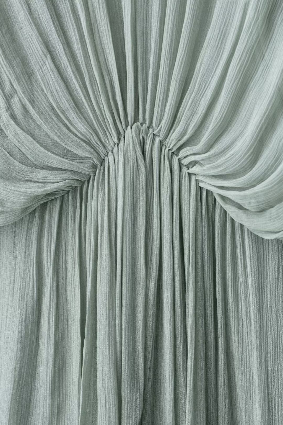 Neck Pleated Asymmetrical Long Dress