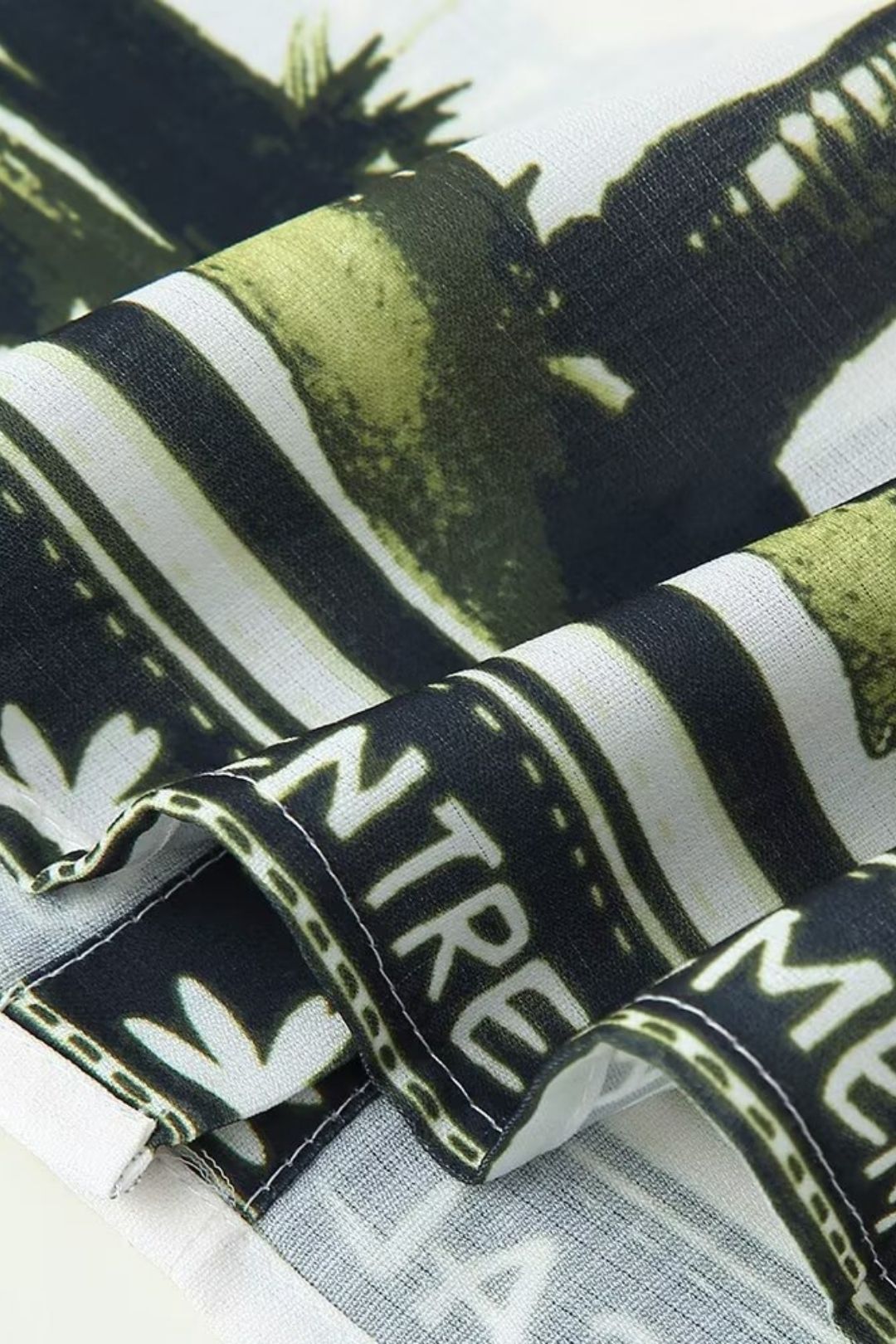 Long Sleeve Lapel Positioning Print Linen Shirt Casual Shorts