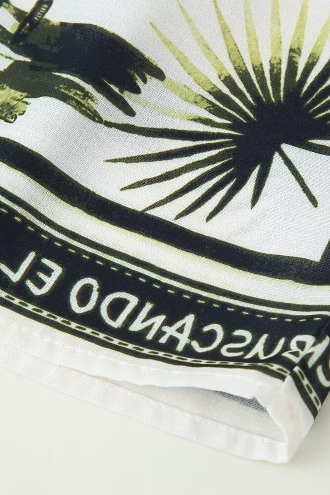 Long Sleeve Lapel Positioning Print Linen Shirt Casual Shorts