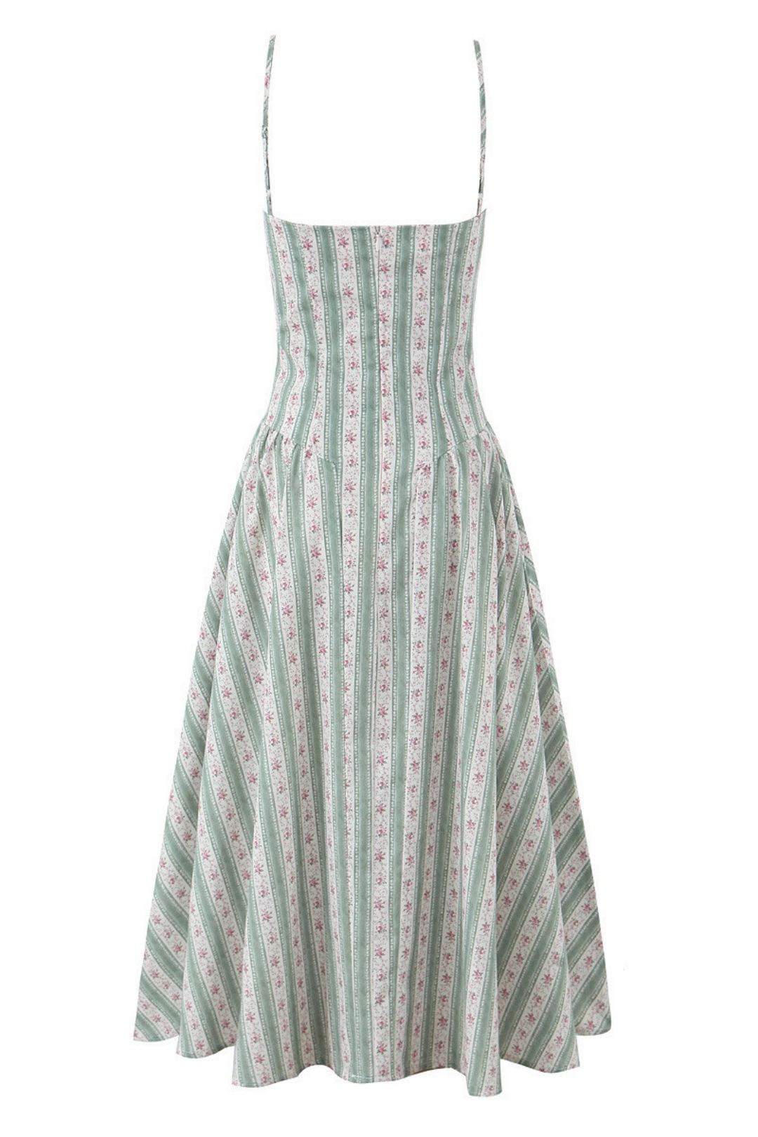 Green Striped Cotton Maxi Dress