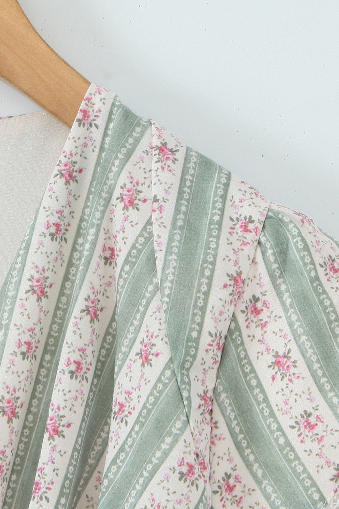 Green Striped Cotton Mini Dress