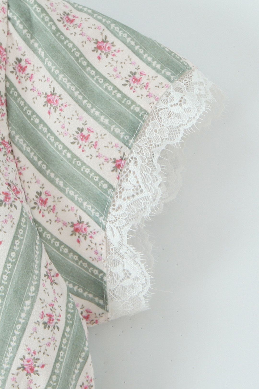 Green Striped Cotton Mini Dress