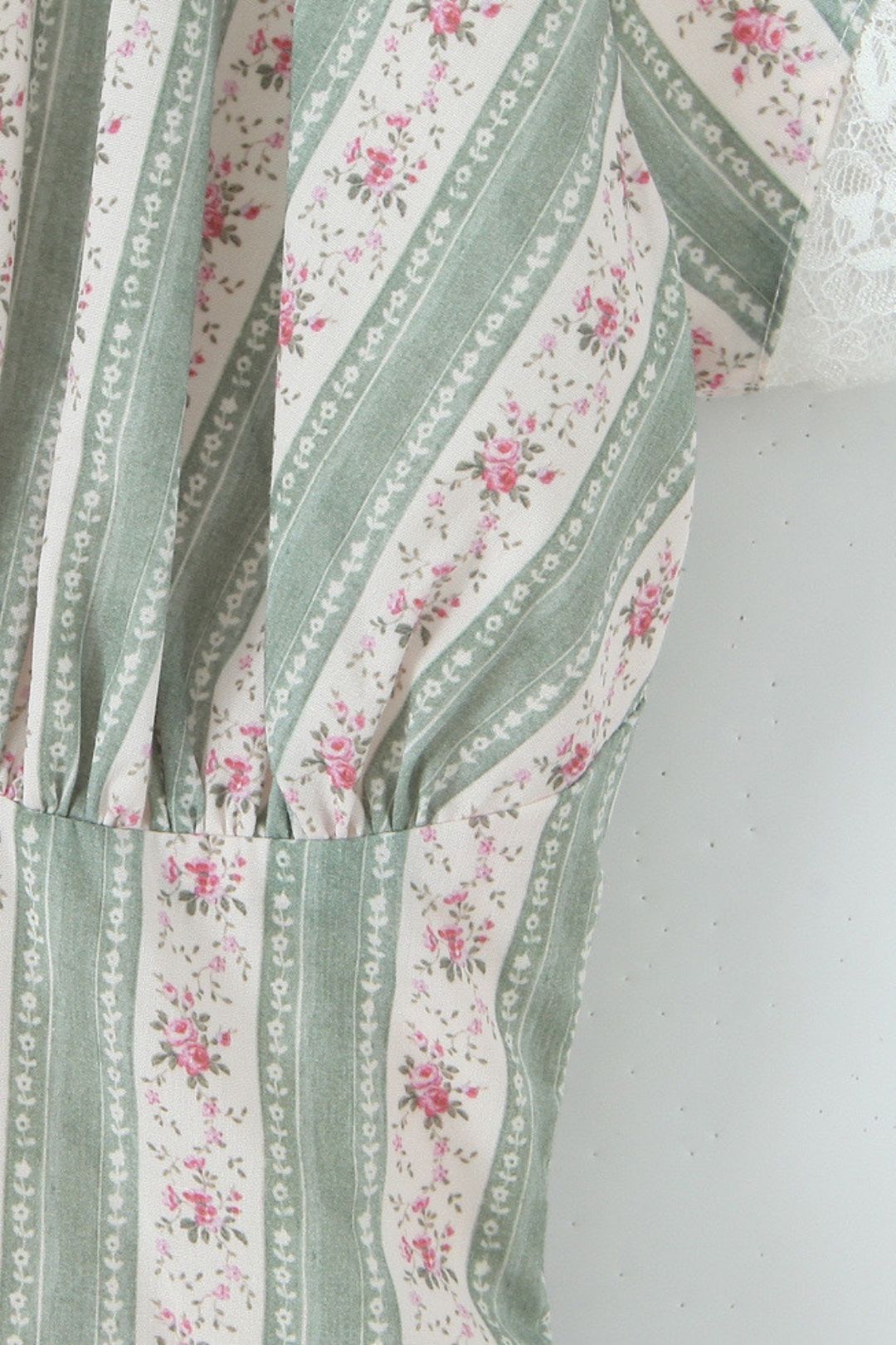 Green Striped Cotton Mini Dress