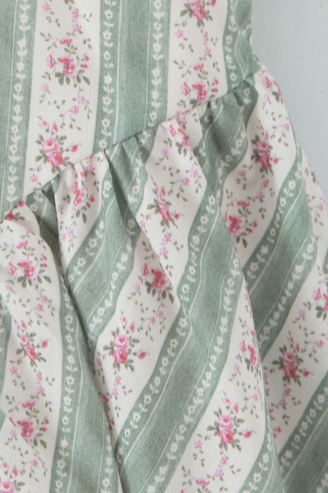 Green Striped Cotton Mini Dress