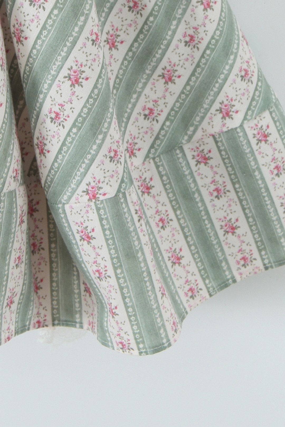 Green Striped Cotton Mini Dress