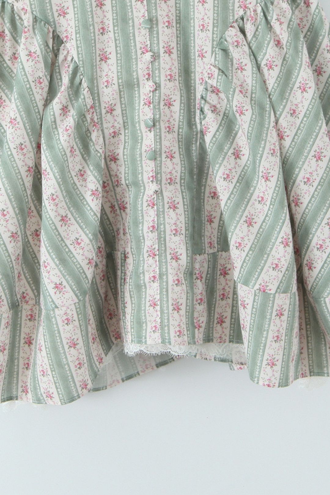 Green Striped Cotton Mini Dress