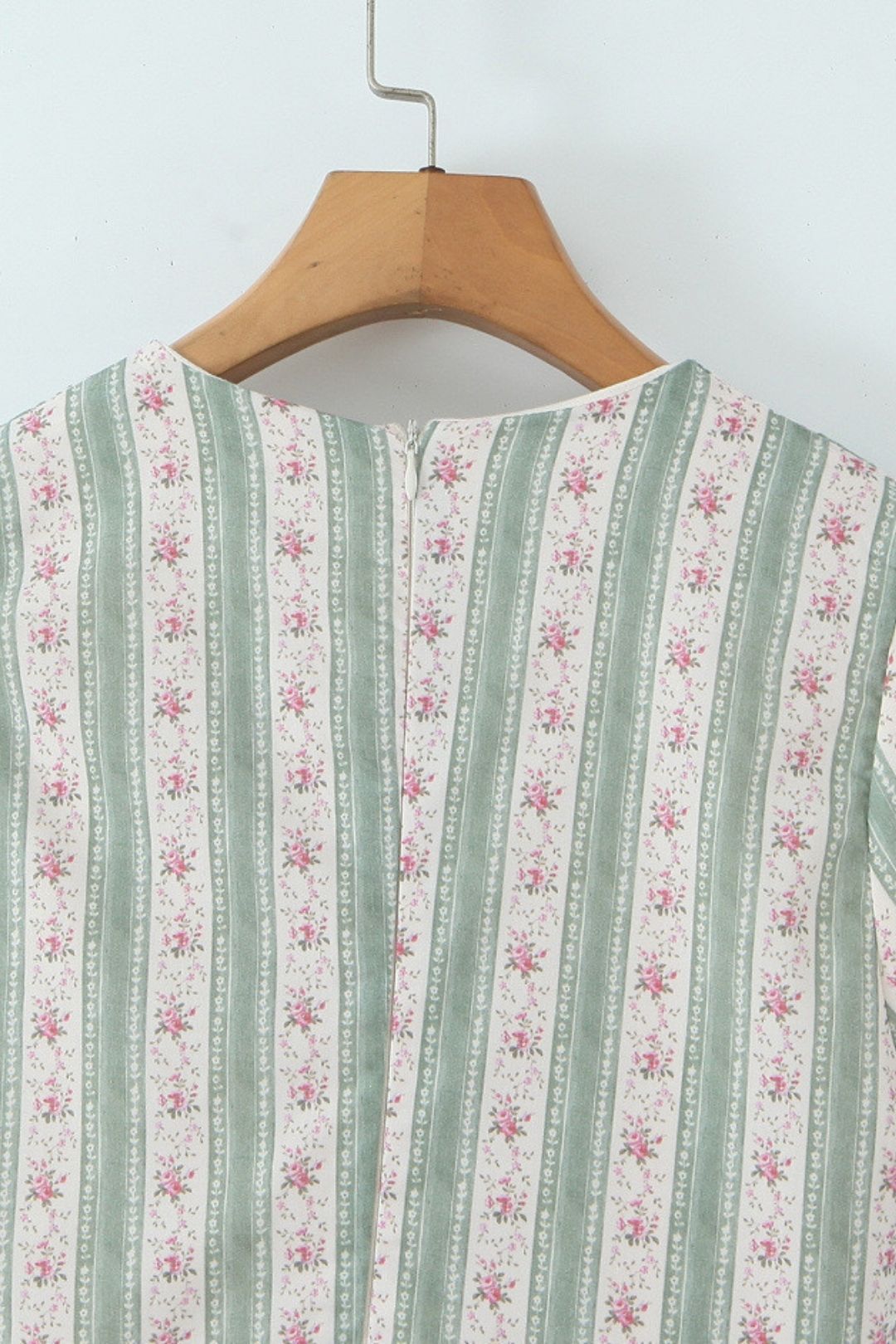 Green Striped Cotton Mini Dress