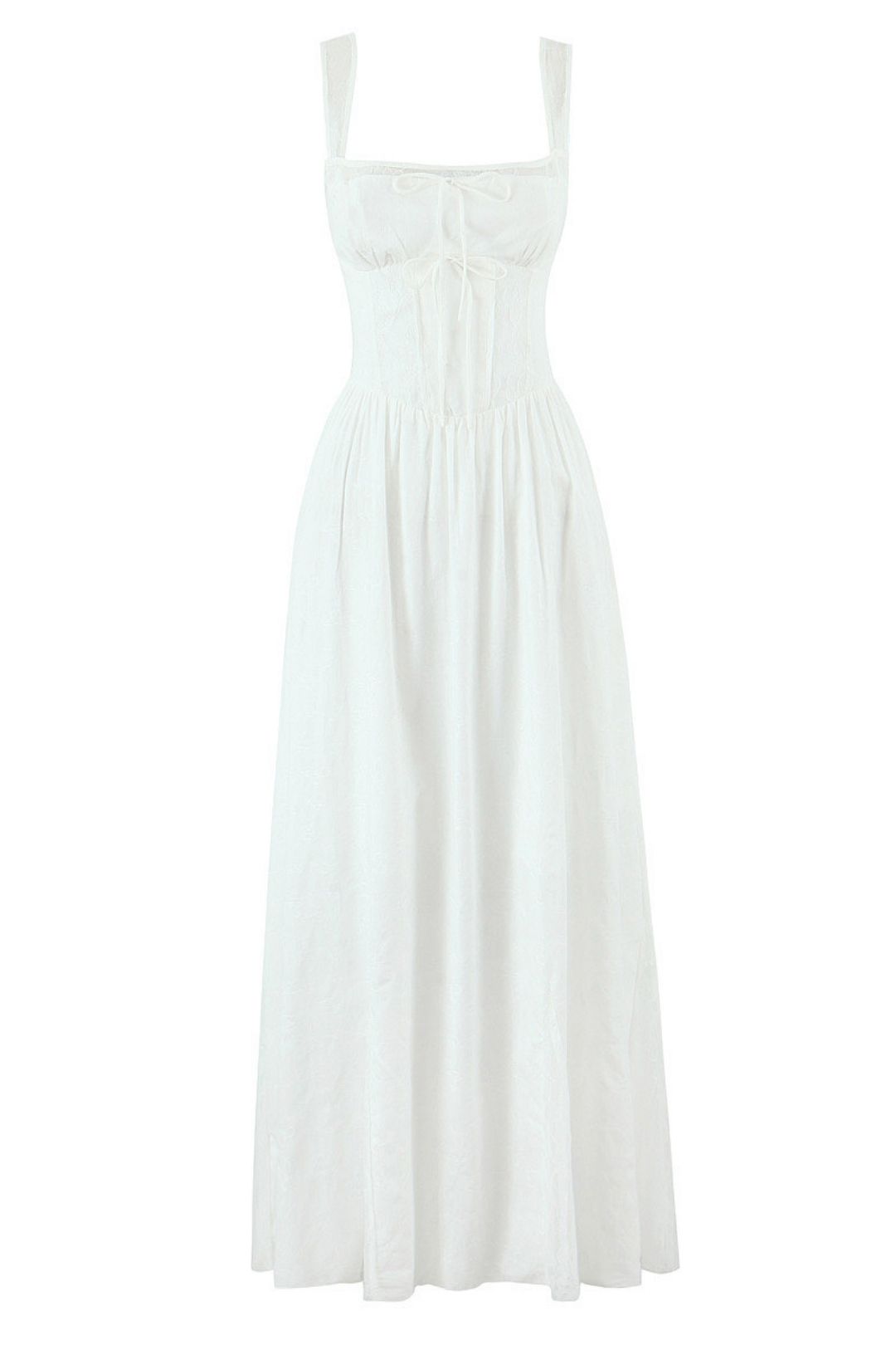 White Lace Spliced Waist Slimming Suspender Dress