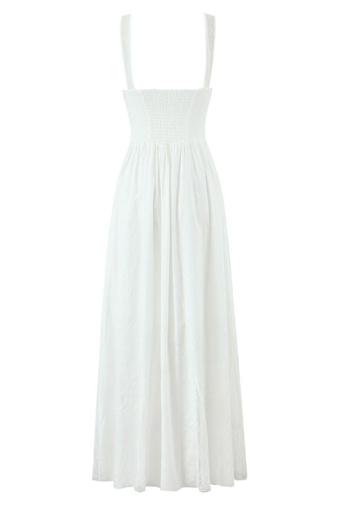 White Lace Spliced Waist Slimming Suspender Dress